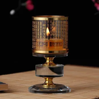 Traditionel Kinesisk Krystal Lotus Lampe til Hjemmet Udsmykning Buddha Seven Star Candlestick Religiøs Aktivitet lysestage