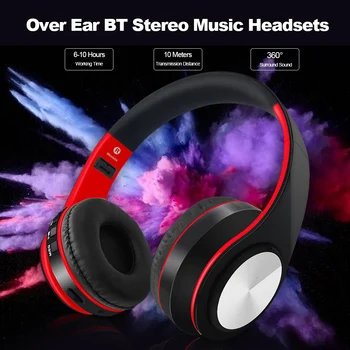 Trådløse Bluetooth Hovedtelefoner Sammenklappelig Musik i Stereo Headsets TF Kort MP3-Afspiller, FM-Radio, 3,5 mm Kabel Hovedtelefon Med Mikrofon