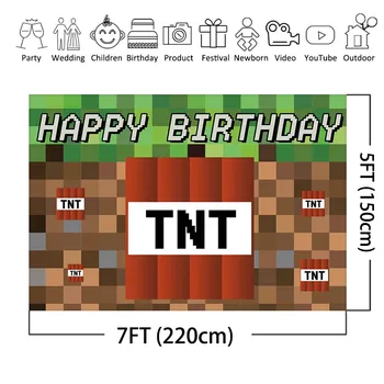 TNT fødselsdagsfest Fotografering Baggrunde Dynamit Pixel Video Spil Photo Booth Baggrund Fødselsdag Dekoration Banner