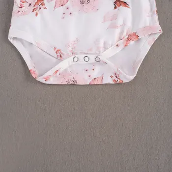 Nyfødte Baby Pige 0-24M Tøj Flower Print, Lange Ærmer Falbala Romper Solid Farve Plisserede Boble Nederdel, Hårbånd 3stk Mode
