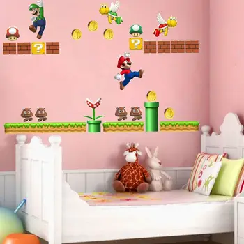 Nye Super Mario 3D Flytbare Væg-Mærkat Mærkat Vinyl Kunst DIY Børnehave Kids Room Decor