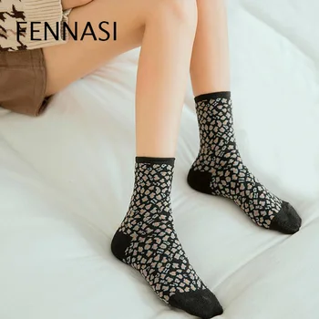 FENNASI 3 Par Leopard Print Kvinde Harajuku Pletter Sokker Sjove Kvindelig Mode Sokker Dame Bomuld Sexet Afslappet Personlighed Sokker