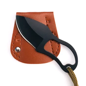 Lille lommekniv med Læder Cover til Udendørs Sport, Camping Vandring Overlevelse selvforsvar EDC Taktisk Gear Tilbehør