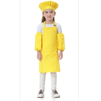 Børns polyester forklæde maleri forklæde børn bagning forklæde sæt chef hat kan udskrive logo