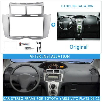2 DIN Bil DVD - /CD-Radio Stereo Fascia Panel Frame Adapter Montering Kit For Toyota Yaris Vitz Platz 2005 2006 2007 2008 2009-2011
