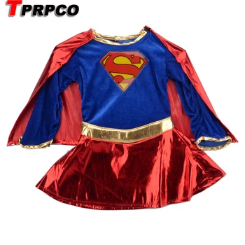 Barnet Piger Supergirl Kostume til Cosplay Super mand Halloween Purim Kostume Til Børn Party Dress