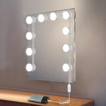 USB-Drevet Hollywood Makeup-Spejl Makeup-LED-Pærer Kit 5-niveau Justerbar Lysstyrke Gøre Op Lys For toiletbord