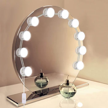 USB-Drevet Hollywood Makeup-Spejl Makeup-LED-Pærer Kit 5-niveau Justerbar Lysstyrke Gøre Op Lys For toiletbord