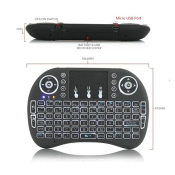 2.4 GHz Trådløs Mini Tastatur er Baggrundsbelyst Tastatur Lithium Batteri baggrundslys Air Mouse Touchpad-Controller til Android TV Box PC
