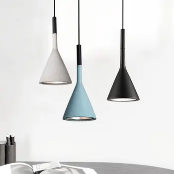 [DBF] Moderne minimalistisk efterligning konkrete Indretning Harpiks Replica LED pendel til restaurant, bar, soveværelse sort / hvid / rød 16756