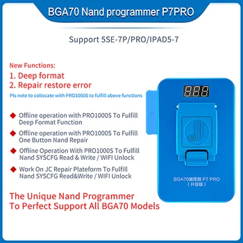 JC P7 PRO Multi-Funktion Nand-Programmør BGA70 Nand For telefonen 5SE-7P Til lPAD 5-7 Nand Syscfg Læse, Skrive Fejl Fastholdelsesanordningen