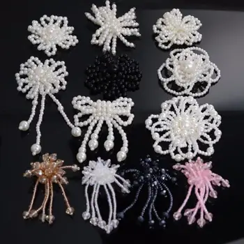 Håndlavet string perle blomst plaster klud klistermærker øreringe smykker tilbehør crystal kvast applique ornament decals tilbehør.