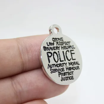 8stk--22mm Politiet Zink Legering hvid k Charms Ord Collage Charms vedhæng til halskæde, armbånd diy smykker pj2988