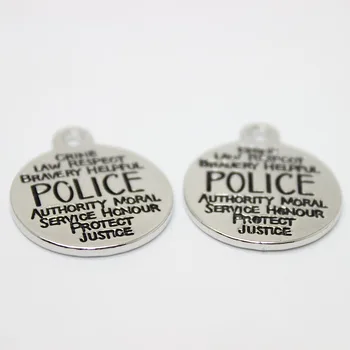 8stk--22mm Politiet Zink Legering hvid k Charms Ord Collage Charms vedhæng til halskæde, armbånd diy smykker pj2988