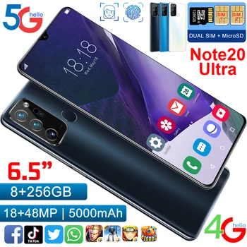NYE 5G Note20Ultra 10core Mobiltelefon 8G 256G Dual Card 6.7