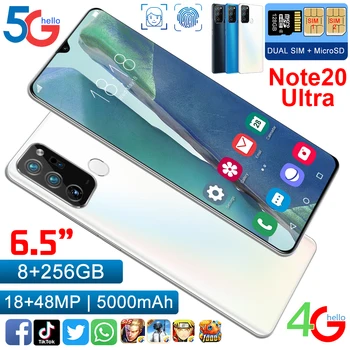 NYE 5G Note20Ultra 10core Mobiltelefon 8G 256G Dual Card 6.7
