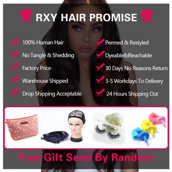 RXY Dybt T Del Body Wave Wig Lace Lukning menneskehår Parykker For Sorte Kvinder Peruvianske Lace Parykker, Remy Pre Plukket Med Baby Hair