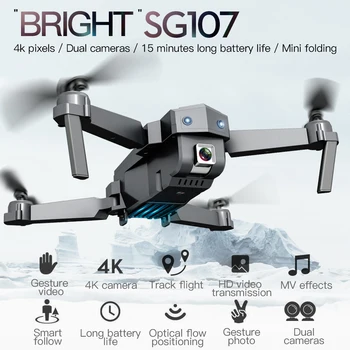 EBOYU SG107 Sammenklappelig RC Drone 4K HD-Kamera WiFi FPV Drone Følg Mig Optisk Flow Positionering Højde Hold RC Quadcopter RTF
