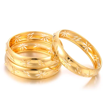 Ethlyn 3pcs/masse Indre Diameter 6,0 cm ,Dubai armbånd & armbånd guld Farve smykker Etiopiske snap-spænde armbånd B176