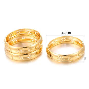 Ethlyn 3pcs/masse Indre Diameter 6,0 cm ,Dubai armbånd & armbånd guld Farve smykker Etiopiske snap-spænde armbånd B176