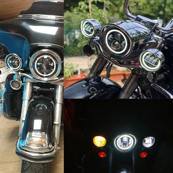Motorcykel 7 tommer Moto DRL Halo LED Forlygte, 4.5