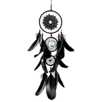 Feather Crafts Dream Catcher Wind Chimes Indian Feather Pendant Dreamcatcher Handmade Silver Bead Dream Catcher Wind Chimes