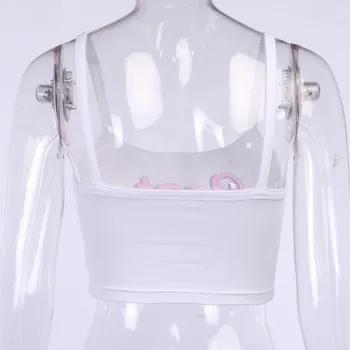 InsGoth Nye Bodycon Kvinder Camis Streetwear Sexet Afgrøde Tank Tops Sommeren Brev Print-Hvid Lingeri Kvindelige Harajuku Casual T-Shirts