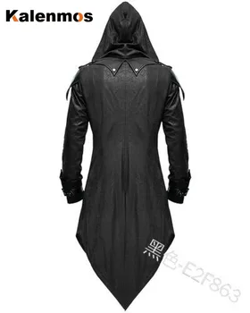 Middelalderlige Cosplay Kostumer, Halloween Vintage Goth Master Mørke Kostume Hætteklædte Mænd Frakke Plus Size Jakke Gotisk Film, Tøj Toppe