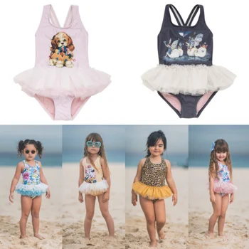 2019 Sommeren Hot Salg Toddler Børn Badetøj Baby Girls Bikini Badetøj i Ét Stykke Badedragt TUTU Nederdel Svømning Swimpool Kostumer
