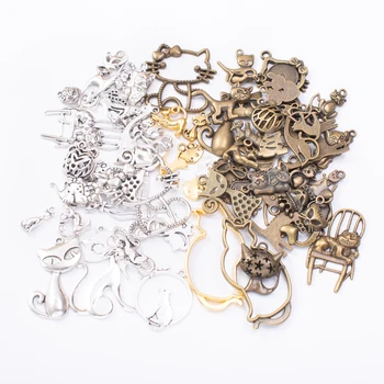 100g hot salg metal Dyr kat blandet vedhæng i antik bronze armbånd halskæde håndlavet smykker engros produktion