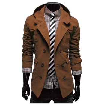 Herre Trench Coat Nye Mode Design til Mænd Windbreaker Pels Efterår og Vinter Dobbelt-breasted Vindtæt Slank Trench Coat Mænd Plus Størrelse