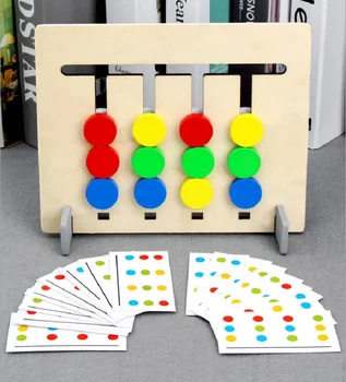 Montessori Toy Farver og mønster Dobbeltsidet Matchende Spil Logiske Begrundelse for Børn Pædagogisk Legetøj for Børn 1704