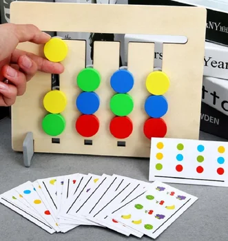 Montessori Toy Farver og mønster Dobbeltsidet Matchende Spil Logiske Begrundelse for Børn Pædagogisk Legetøj for Børn