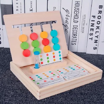 Montessori Toy Farver og mønster Dobbeltsidet Matchende Spil Logiske Begrundelse for Børn Pædagogisk Legetøj for Børn