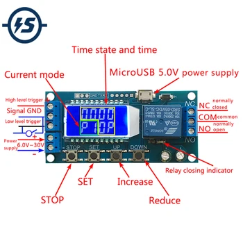 6-30V Micro USB Digital LCD-Display Time Delay Relæ Modul Kontrol kontaktur Udløse Cyklus Modul 17044