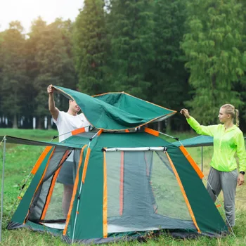 3-4 Person, Familie Camping Fuldautomatisk Store Telt, Dobbelt Lag Vandtæt Fire Sider Åndbar Nem Opsætning Udendørs Vandreture Telt