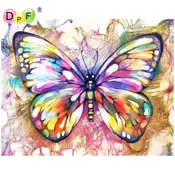 DPF DIY Flerfarvede butterfly 5D-pladsen diamant maleri cross stitch håndværk diamant broderi vægmaleri home decor mosaik
