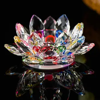 7 Farver Krystal Glas Lotus Blomst Stearinlys, Te Lys Holder Buddhistiske Stearinlys