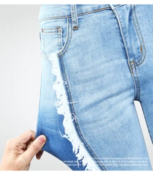 2158 Youaxon Nye Ankom Plus Size Kvast Jeans Kvinde Elastisk Patchwork Denim Tynde Blyant Bukser Bukser For Kvinder