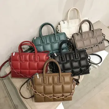 Ensfarvet Fashion kæde taske til kvinder 2021 Populære Messenger Taske-Pladsen Bag Damer Skulder Taske i Høj Kvalitet Læder