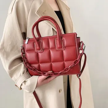 Ensfarvet Fashion kæde taske til kvinder 2021 Populære Messenger Taske-Pladsen Bag Damer Skulder Taske i Høj Kvalitet Læder
