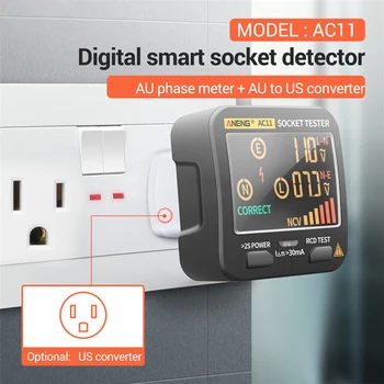 AC11 Digitale Smart Stik Tester Spænding Test Socket Detektor US/UK/EU/AU-Stik Ground Zero Line Fase Ind Rcd NCV test