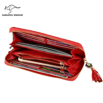 KANGAROO KONGERIGE Mærke Mode Tegnebøger Kvinder PU Læder Kvast Kvindelige Clutch Wallet Taske