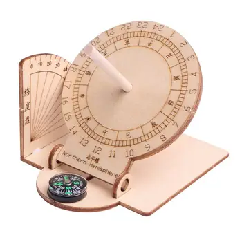 1pc Ækvatoriale Sundial Ur Træ-Videnskabelig Model DIY undervisningsmateriale Pædagogisk Legetøj for Børn 17187