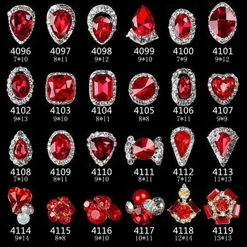 10stk/Masse 3D-Legering Nail Art Charme Red Rhinestone Diamant 7*13mm Charms Rhinestones Glimmer Til Negle DIY Nail Art Dekorationer ,65 17205