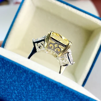 OEVAS 925 Sterling Sølv Luksus 13*16mm Topas High Carbon Diamond Brude Ringe Mousserende bryllupsfest Fine Smykker Gaver