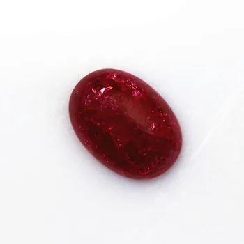 Cracked ice crackle rød korund Is knæk løs sten perler ovale form Fladt ansigt facetslebet sten smykker at gøre DIY