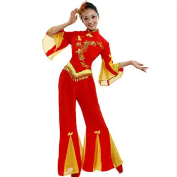 Traditionel kinesisk løve folkedans kostume til kvinde hanfu nye år Fan Yangko tøj dragon kostumer Gamle Kvinder, Yngre