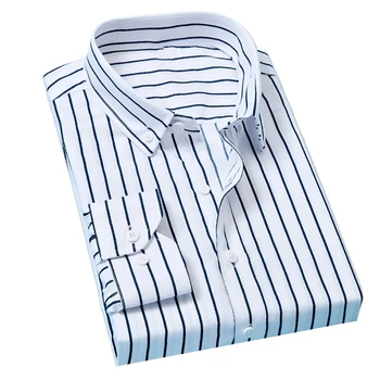 Mænd er Derimod Lodret Stribede Skjorter af Høj kvalitet, Behageligt Bomuld langærmet Slim-fit Smart Afslappet Button-down Skjorte