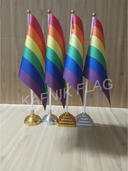 KAFNIK,5/10stk en masse Rainbow/gay/LGBT tabel bruser flag banner 14*21cm flag /Plastik flag eller sugekopper til dit valg
